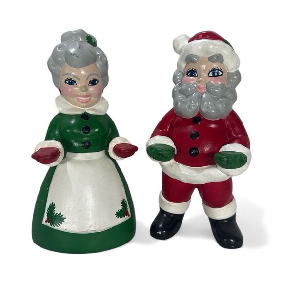 Vintage 60’s Jamar Mallory Ceramic Santa Mrs. Claus Figures Flat Tray Hands Set - Picture 1 of 11